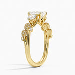 Canopy Three Stone Diamond Ring Yellow Gold 18k Emerald Engagement Ring