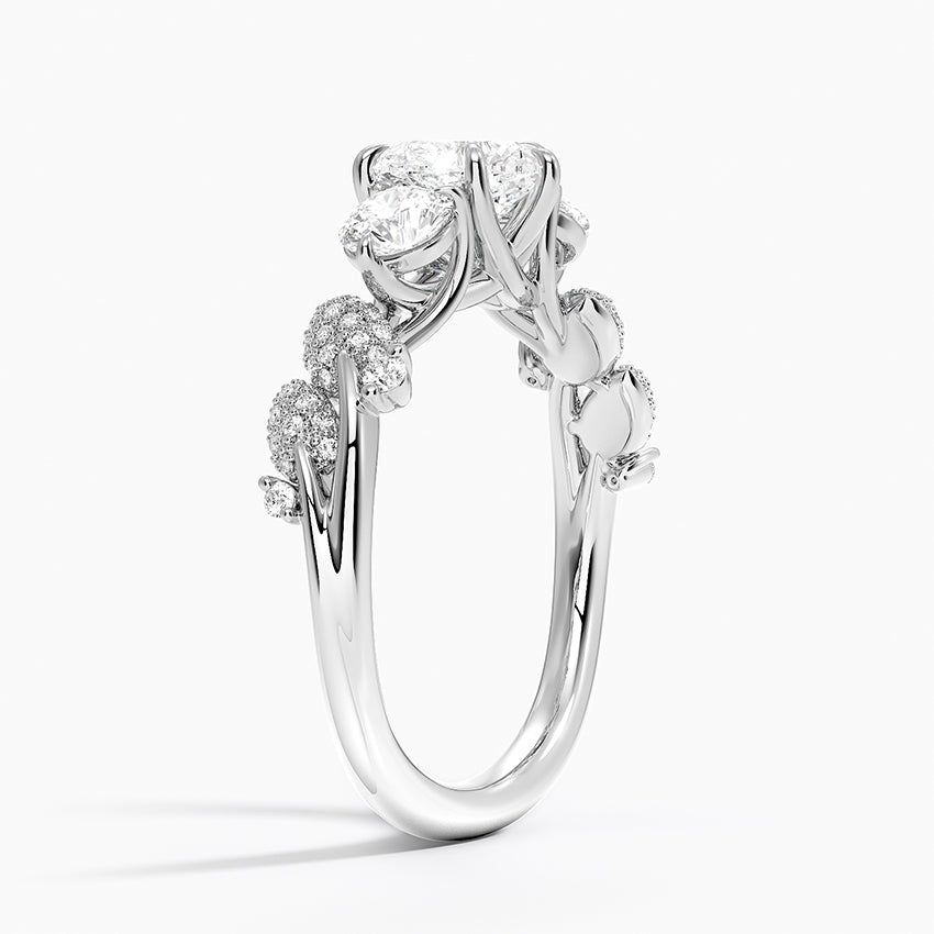 Canopy Three Stone Diamond Ring Platinum Heart Engagement Ring