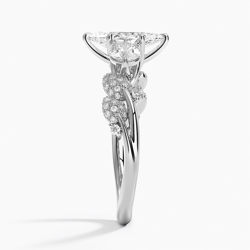 Canopy Three Stone Diamond Ring Platinum Marquise Engagement Ring