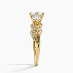 Canopy Three Stone Diamond Ring Yellow Gold 18k Oval Engagement Ring