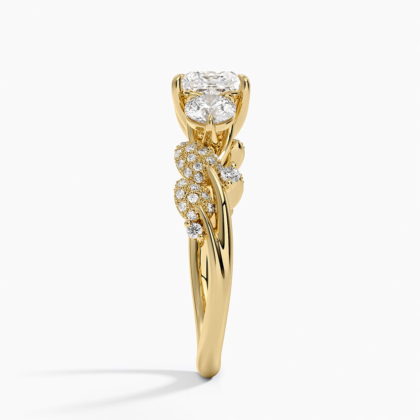 Canopy Three Stone Diamond Ring Yellow Gold 18k Princess Engagement Ring