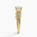Canopy Three Stone Diamond Ring Yellow Gold 18k Princess Engagement Ring