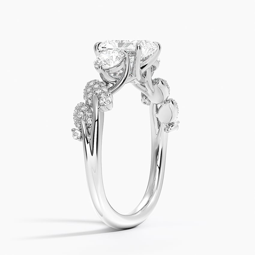 Canopy Three Stone Diamond Ring Platinum Radiant Engagement Ring