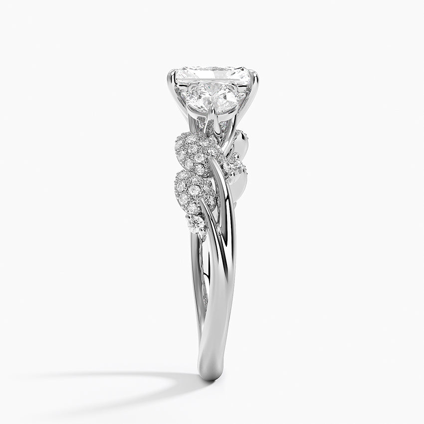 Canopy Three Stone Diamond Ring Platinum Radiant Engagement Ring