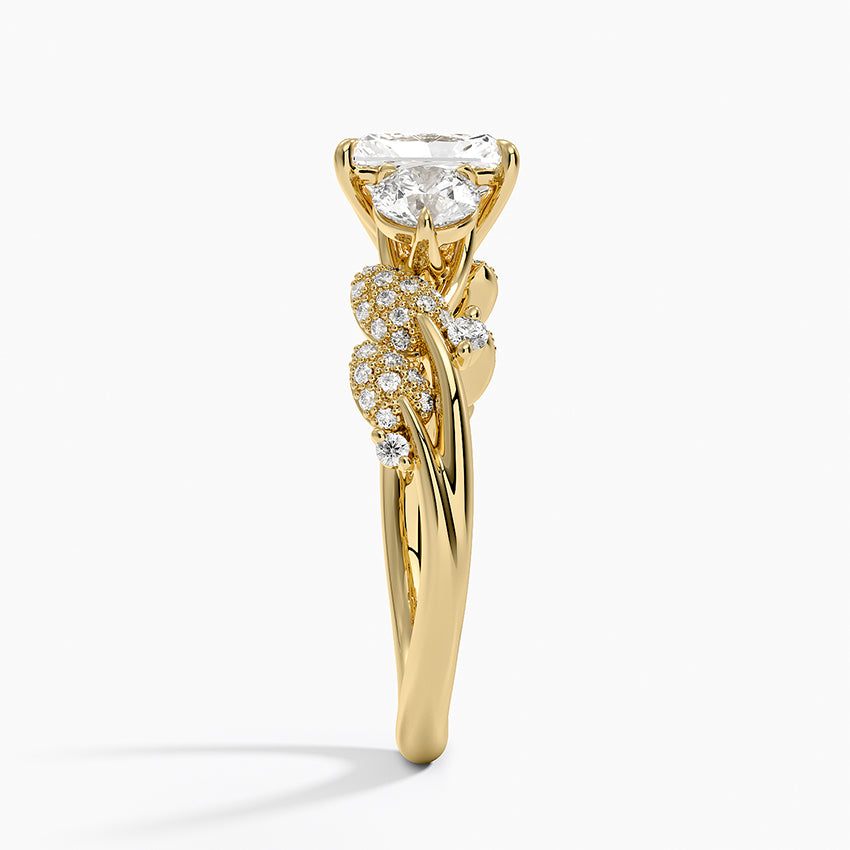 Canopy Three Stone Diamond Ring Yellow Gold 18k Radiant Engagement Ring