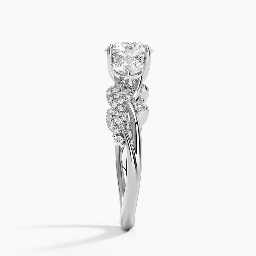 Canopy Three Stone Diamond Ring Platinum Round Engagement Ring