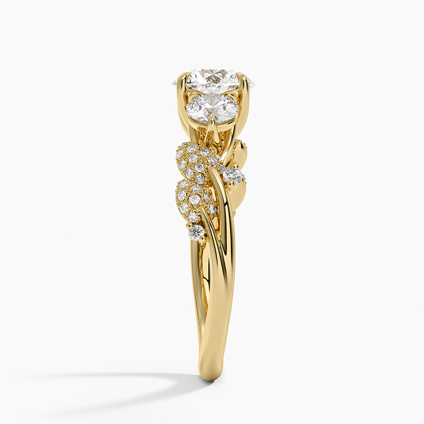 Canopy Three Stone Diamond Ring Yellow Gold 18k Round Engagement Ring