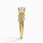 Canopy Three Stone Diamond Ring Yellow Gold 18k Round Engagement Ring