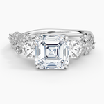 Canopy Three Stone Diamond Ring Platinum Asscher Engagement Ring