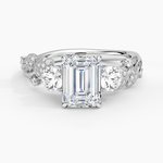 Canopy Three Stone Diamond Ring Platinum Emerald Engagement Ring