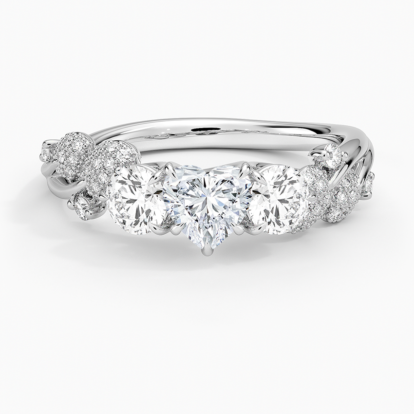 Canopy Three Stone Diamond Ring Platinum Heart Engagement Ring