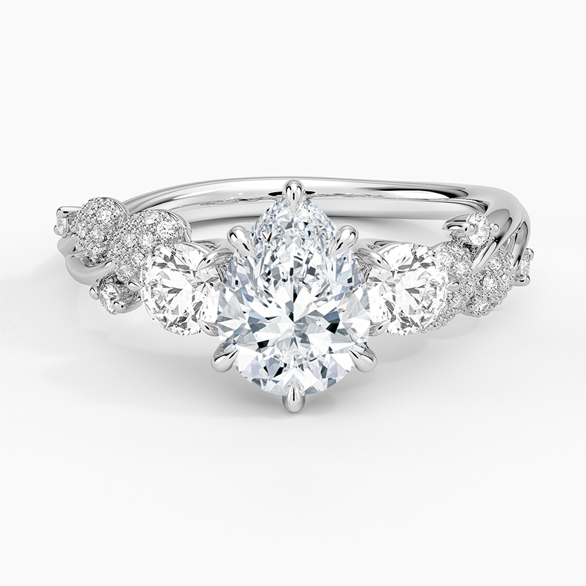Canopy Three Stone Diamond Ring Platinum Pear Engagement Ring