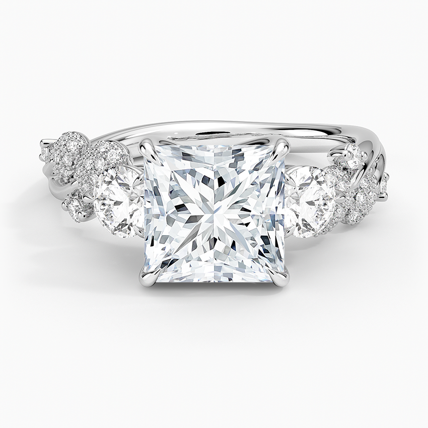 Canopy Three Stone Diamond Ring Platinum Princess Engagement Ring