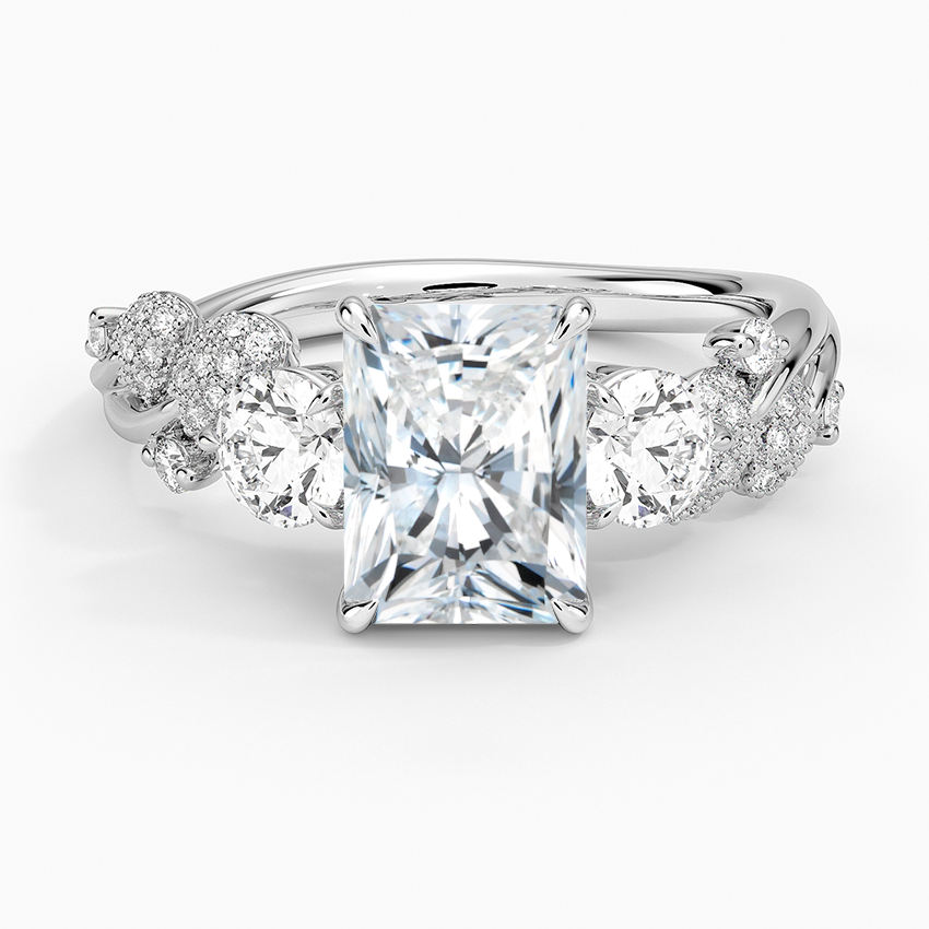 Canopy Three Stone Diamond Ring Platinum Radiant Engagement Ring