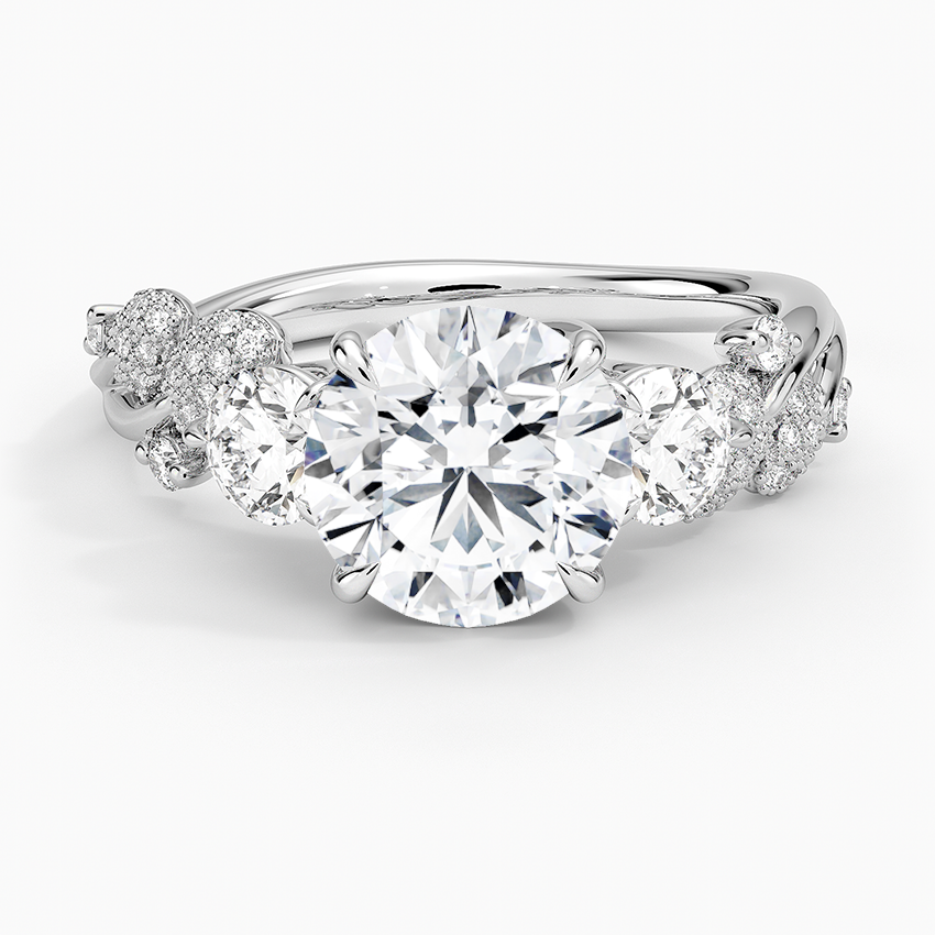 Canopy Three Stone Diamond Ring Platinum Round Engagement Ring