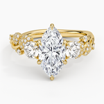 Canopy Three Stone Diamond Ring Yellow Gold 18k Marquise Engagement Ring