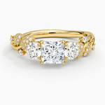 Canopy Three Stone Diamond Ring Yellow Gold 18k Princess Engagement Ring