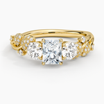Canopy Three Stone Diamond Ring Yellow Gold 18k Radiant Engagement Ring