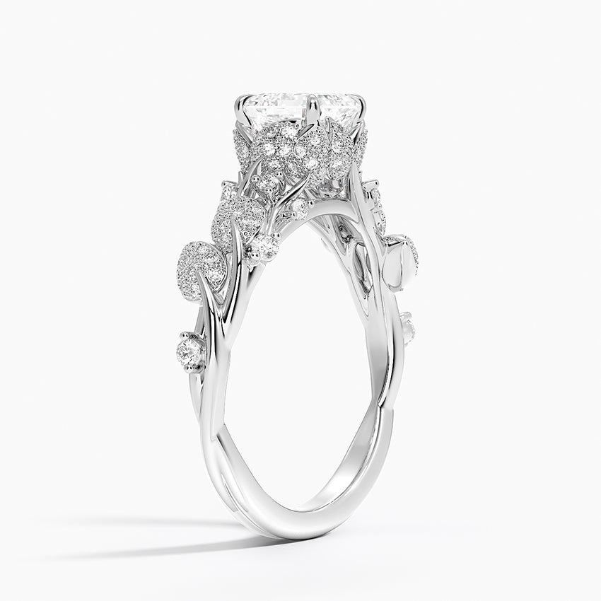 Luxe Canopy Diamond Ring Platinum Asscher Engagement Ring