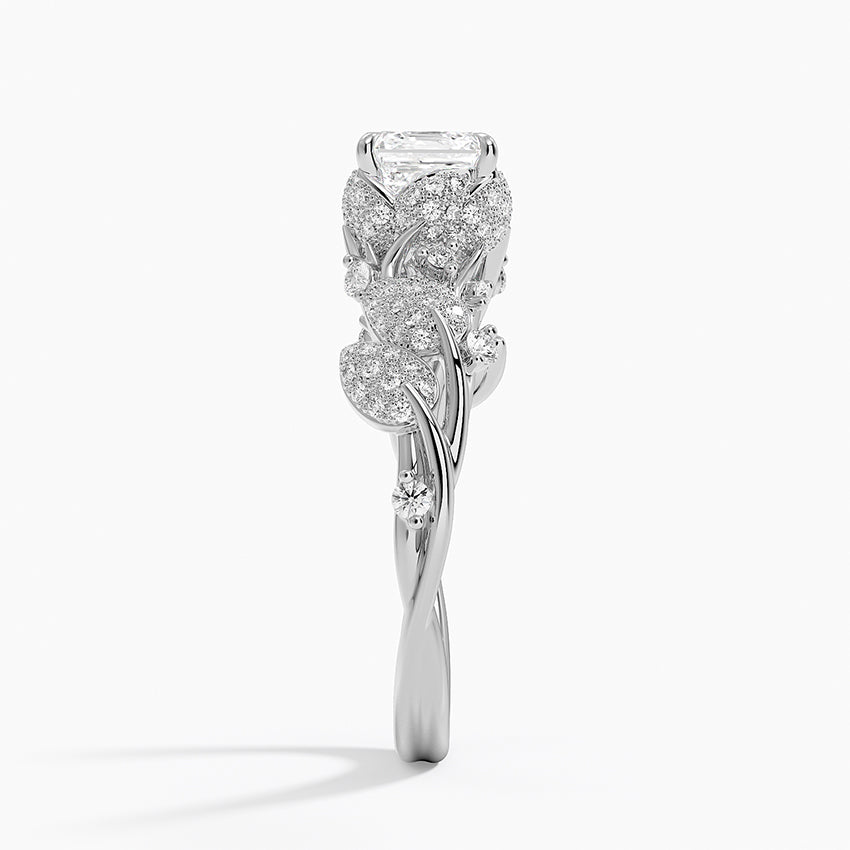 Luxe Canopy Diamond Ring Platinum Asscher Engagement Ring