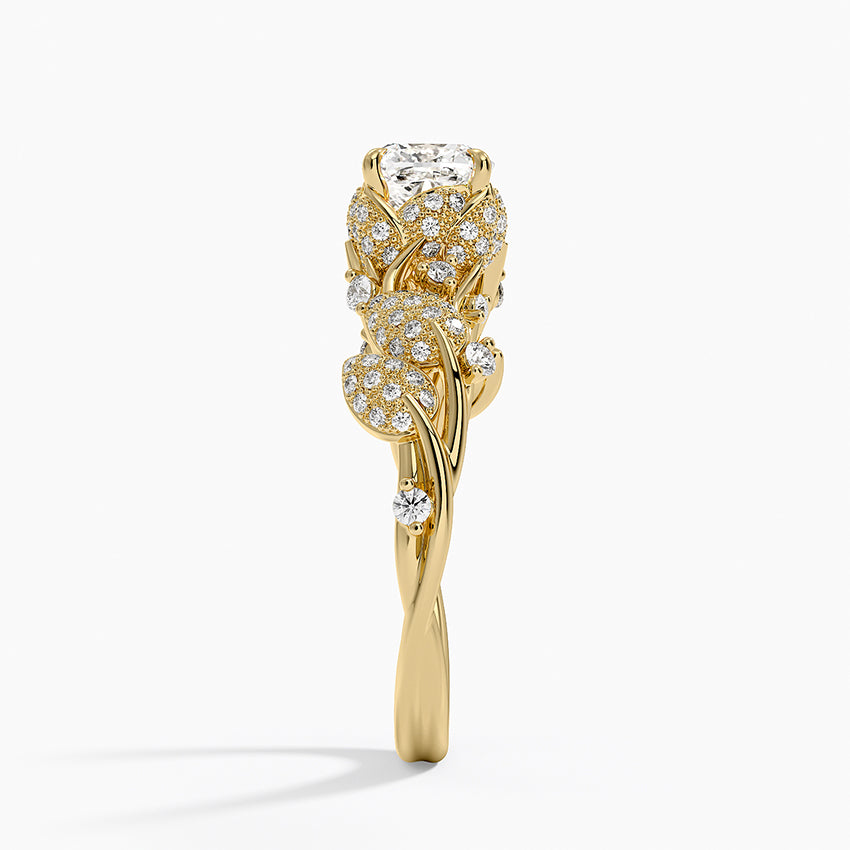 Luxe Canopy Diamond Ring Yellow Gold 18k Cushion Engagement Ring