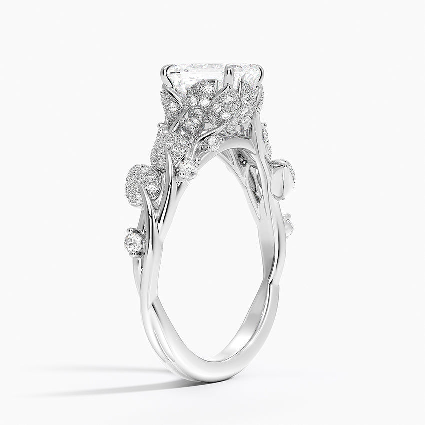 Luxe Canopy Diamond Ring Platinum Emerald Engagement Ring