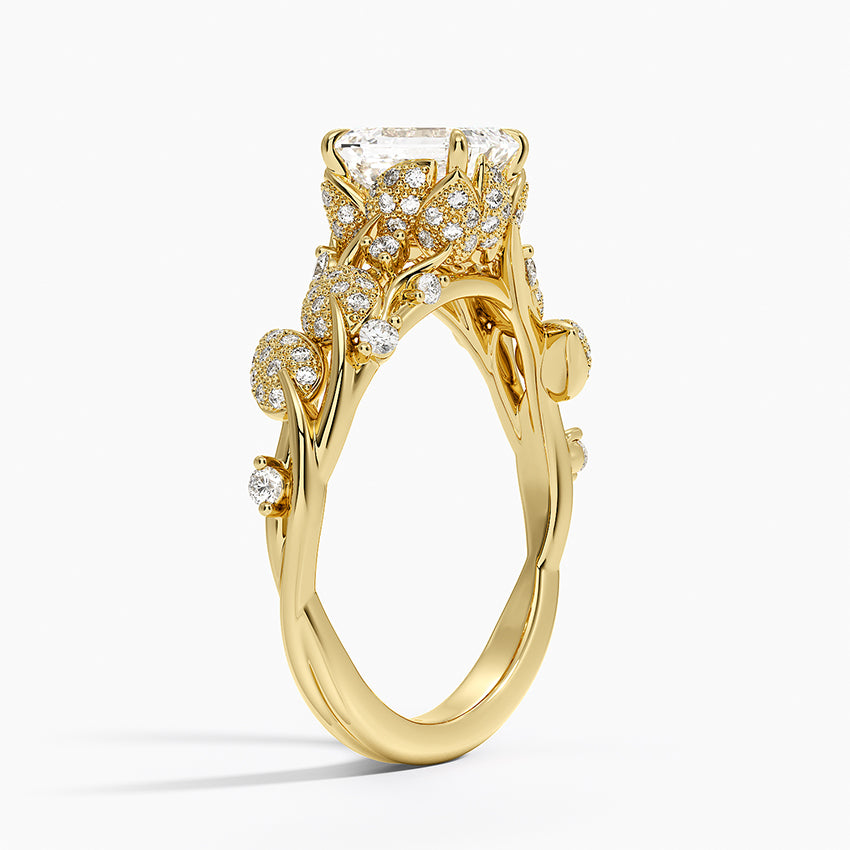Luxe Canopy Diamond Ring Yellow Gold 18k Emerald Engagement Ring