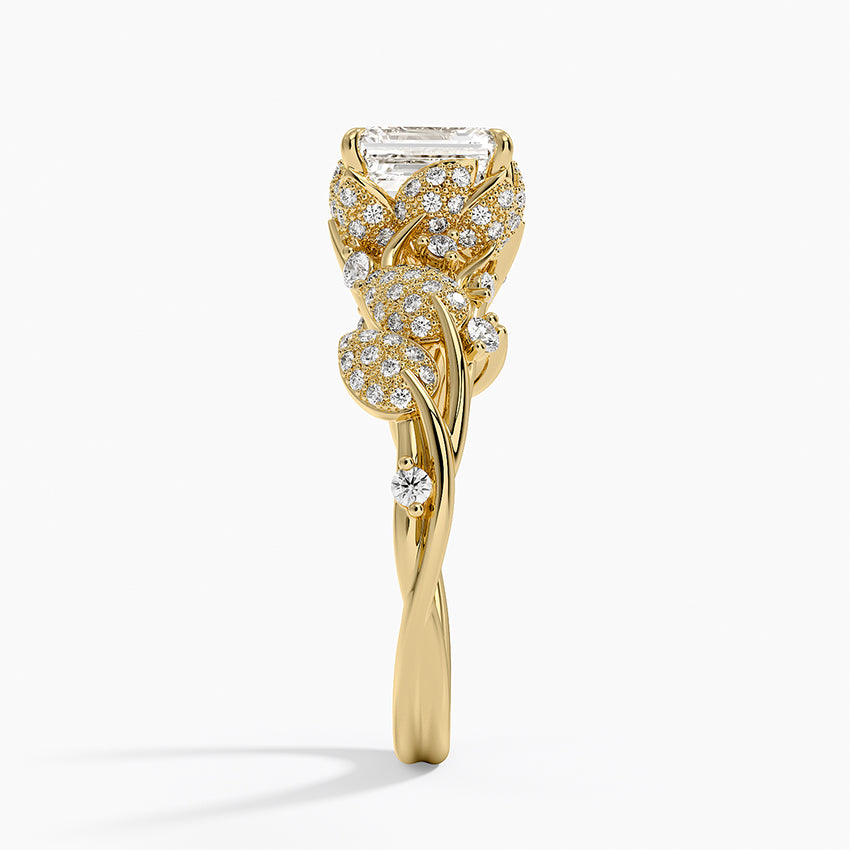 Luxe Canopy Diamond Ring Yellow Gold 18k Emerald Engagement Ring