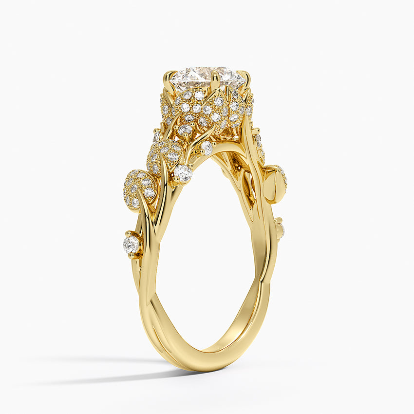 Luxe Canopy Diamond Ring Yellow Gold 18k Round Engagement Ring