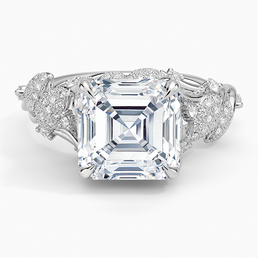 Luxe Canopy Diamond Ring Platinum Asscher Engagement Ring