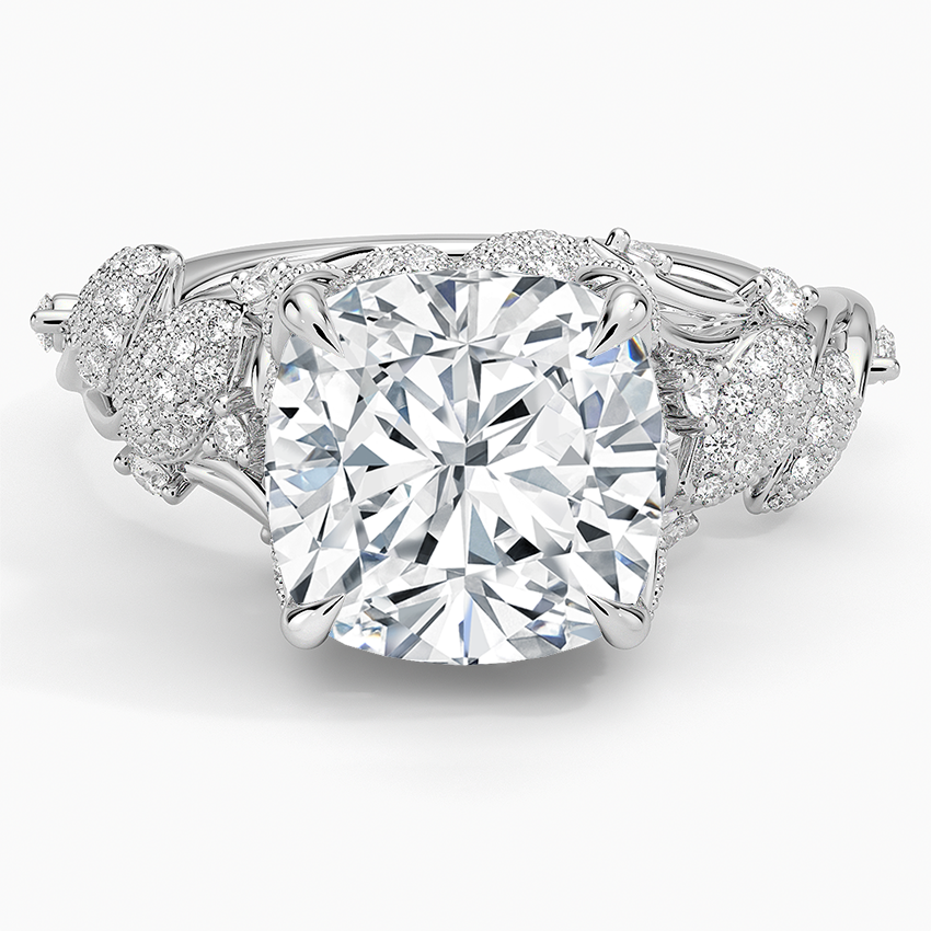 Luxe Canopy Diamond Ring Platinum Cushion Engagement Ring