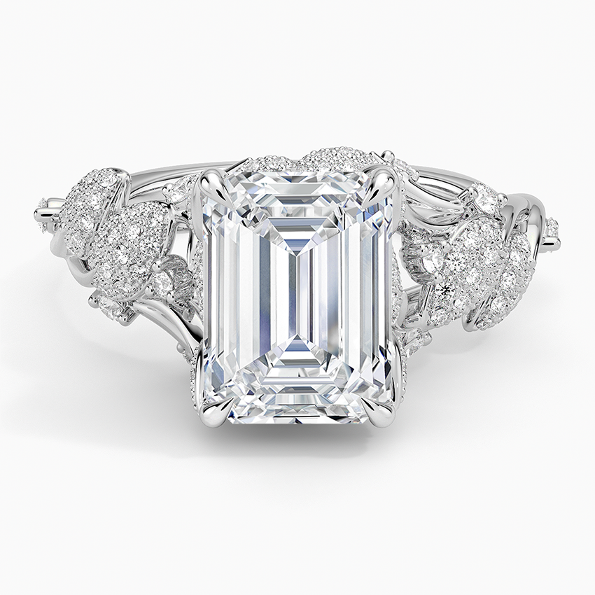 Luxe Canopy Diamond Ring Platinum Emerald Engagement Ring