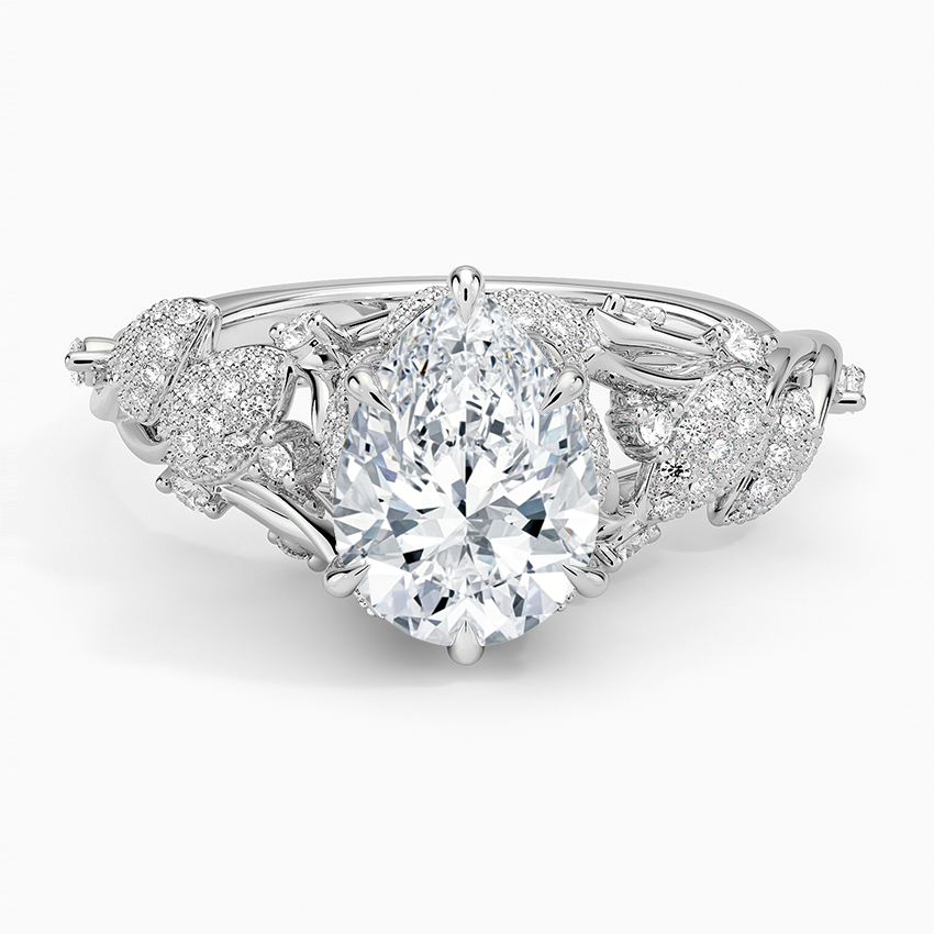 Luxe Canopy Diamond Ring Platinum Pear Engagement Ring