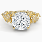Luxe Canopy Diamond Ring Yellow Gold 18k Cushion Engagement Ring