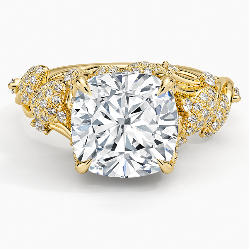 Luxe Canopy Diamond Ring Yellow Gold 18k Cushion Engagement Ring