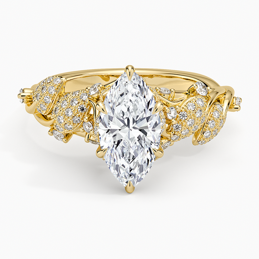 Luxe Canopy Diamond Ring Yellow Gold 18k Marquise Engagement Ring