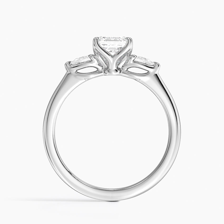 Petite Fleur Three Stone Diamond Ring Platinum Asscher Engagement Ring