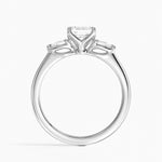 Petite Fleur Three Stone Diamond Ring Platinum Asscher Engagement Ring