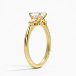 Petite Fleur Three Stone Diamond Ring Yellow Gold 18k Asscher Engagement Ring