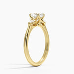 Petite Fleur Three Stone Diamond Ring Yellow Gold 18k Cushion Engagement Ring