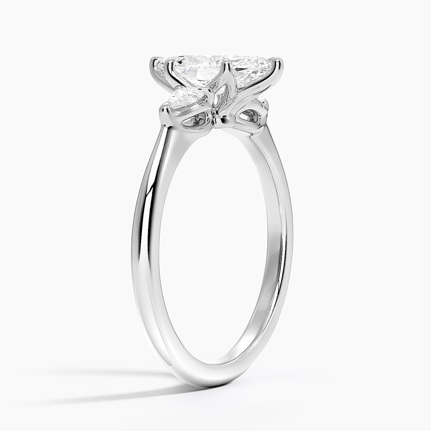Petite Fleur Three Stone Diamond Ring Platinum Marquise Engagement Ring