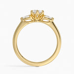 Petite Fleur Three Stone Diamond Ring Yellow Gold 18k Marquise Engagement Ring