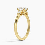 Petite Fleur Three Stone Diamond Ring Yellow Gold 18k Oval Engagement Ring
