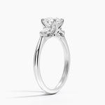 Petite Fleur Three Stone Diamond Ring Platinum Round Engagement Ring