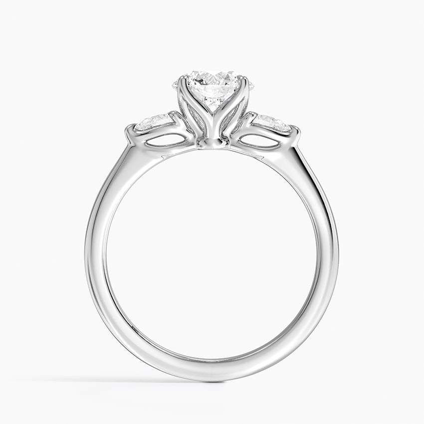 Petite Fleur Three Stone Diamond Ring Platinum Round Engagement Ring