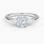 Petite Fleur Three Stone Diamond Ring Platinum Cushion Engagement Ring