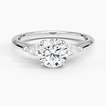 Petite Fleur Three Stone Diamond Ring Platinum Round Engagement Ring