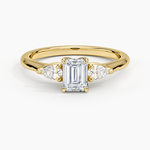Petite Fleur Three Stone Diamond Ring Yellow Gold 18k Emerald Engagement Ring