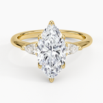 Petite Fleur Three Stone Diamond Ring Yellow Gold 18k Marquise Engagement Ring
