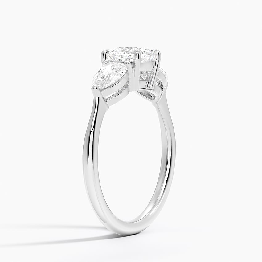 Luxe Opera Three Stone Diamond Ring Platinum Cushion Engagement Ring